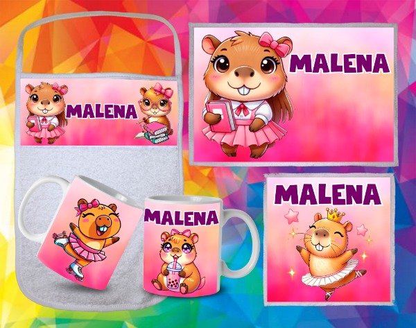 Producto - Plantilla para Set de Jardín y Mochilas FullPrint Capibara nena