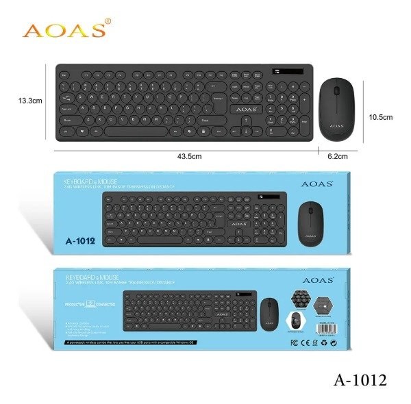 Producto - Combo Kit Teclado Y Mouse Inalambrico Wireles 2.4g AOAS A 1012 NEGRO - 2