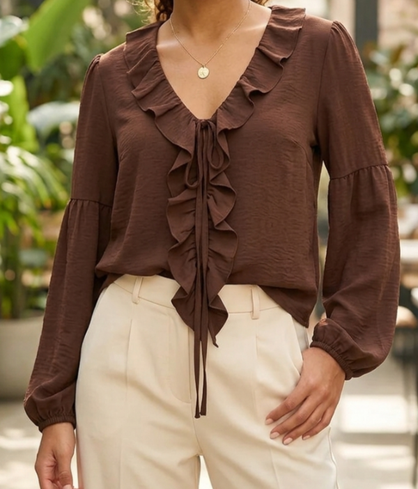 Producto - Camisa con volado - Verde - 1
