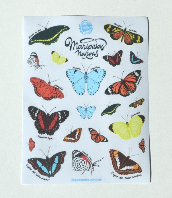 Producto - Plancha de stickers - Mariposas nativas - 0