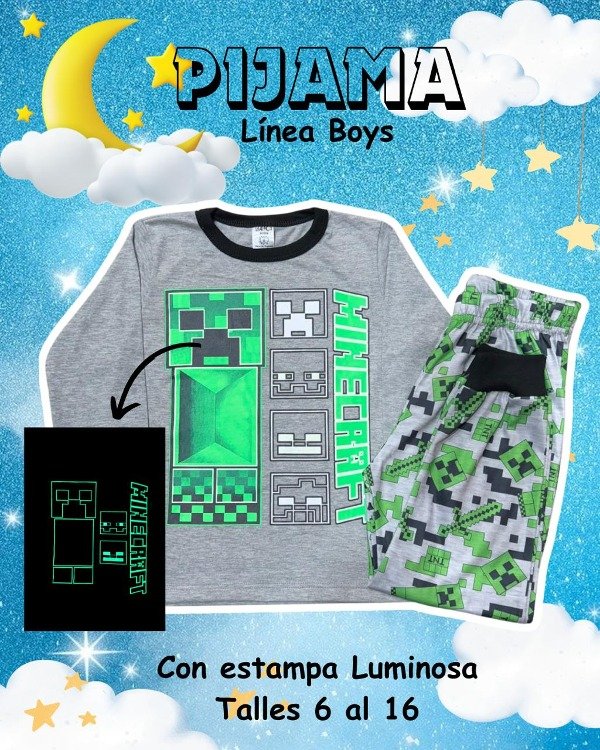 Producto - Pijama Minecraft (Brilla en la oscuridad)