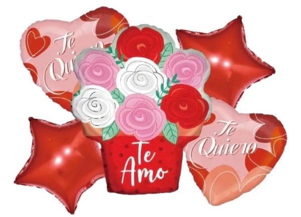 Producto - Set de 5 globos Flores Te amo