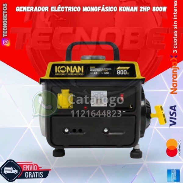 Producto - GENERADOR ELECTRICO MONOFASICO KONAN 800W