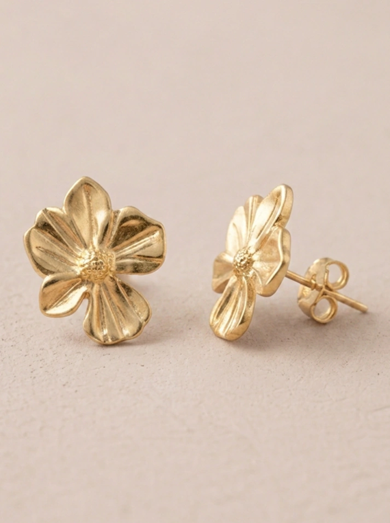Producto - Aros Flor Lisinth Doradas