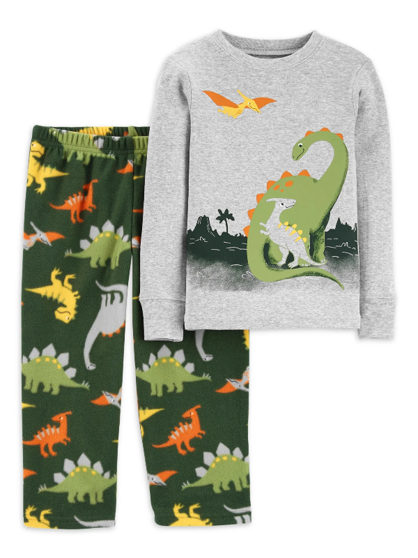 Producto - Pijama remera algodón + pantalón micropolar dinosaurio