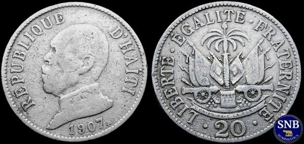 Producto - Haití - 20 Céntimos (1907) KM #55 [VF-] - Tercera República