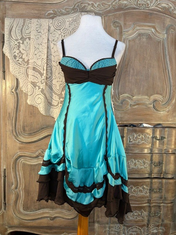Producto - Vestido Odillero Turquesa y Marron
