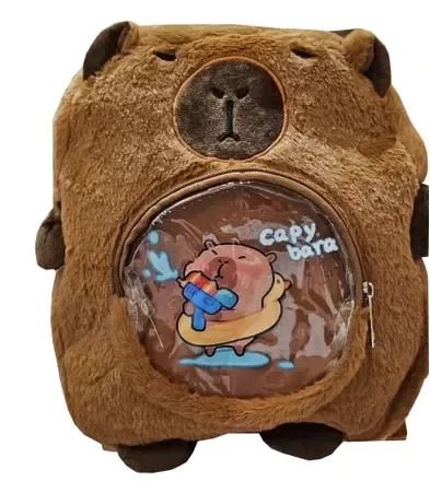 Producto - MOCHILA CAPIBARA DOBLE CIERRE DE PELUCHE