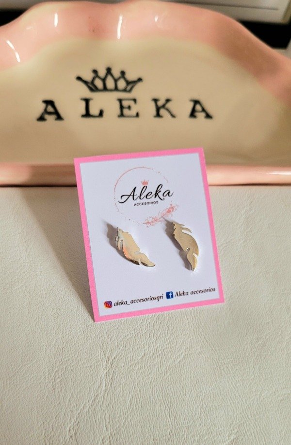 Producto - Aros pluma grande de acero blanco - 1