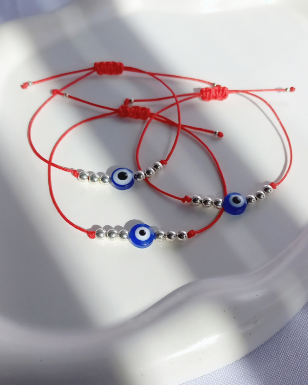 Producto - Pulsera Ojito Turco triple bolitas en Plata925