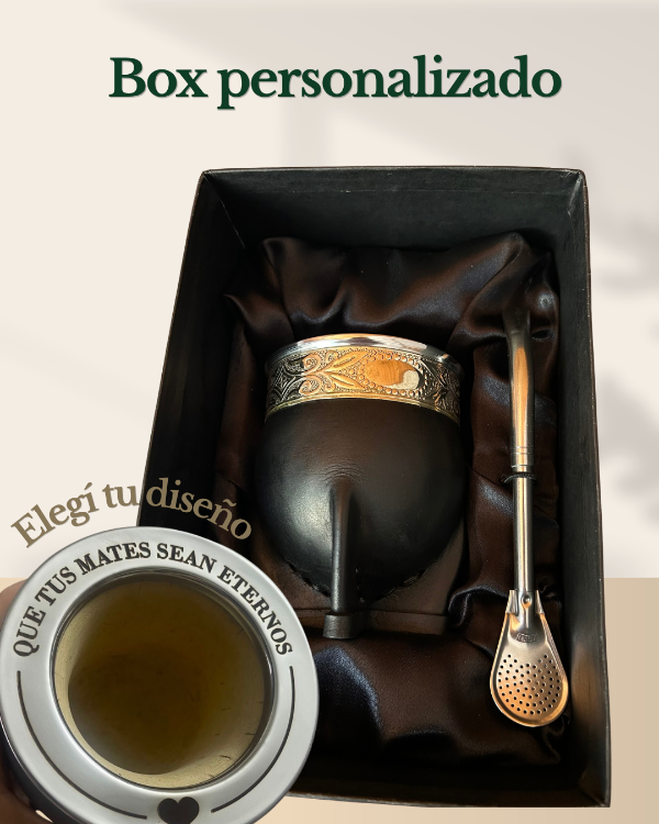 Producto - Box mate imperial personalizado + bombilla pico de loro + Caja premium. - 0