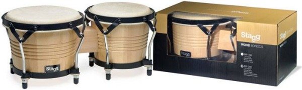 Producto - STAGG BONGOE LATINO DE MADERA 6.5" 7.5"-CON LLAVE DE AFINACION-COLOR NEGRO - 1