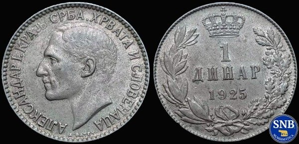 Producto - Reino de los Serbios, Croatas y Eslovenos - 1 Dinar (1925) [VF] KM #5