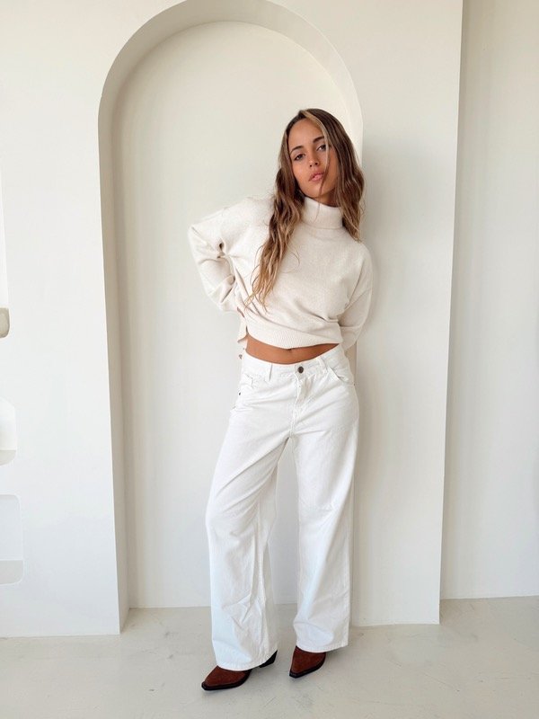 Producto - JEAN WIDE LEG MARFIL CYBER SALE!