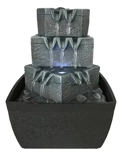 Producto - Fuente De Agua Chica Cascada Multiple Luz Led 18cm