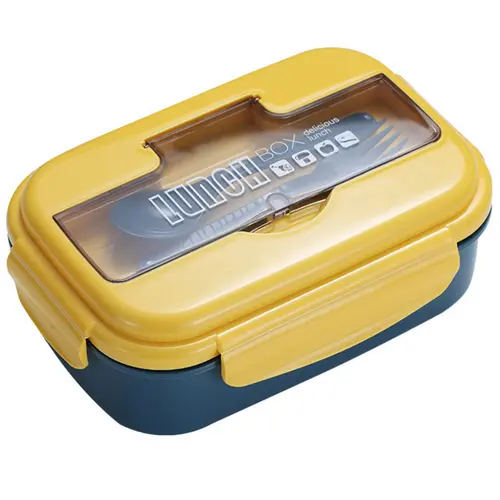 Producto - Lunchera Hermética Para Vianda -4 Compartimientos + Cubiertos -1100ml -plastico