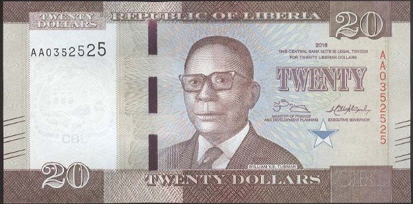 Producto - LIBERIA [P 33] 20 Dolares 2016. UNC
