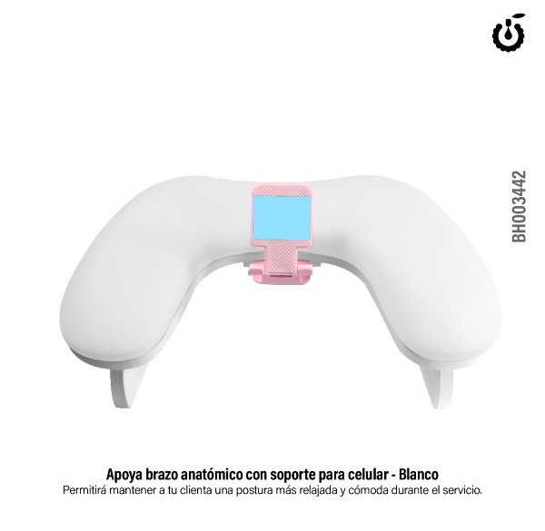 Producto - Apoya Brazos Anatómico Blanco con Soporte de Celular Cherimoya