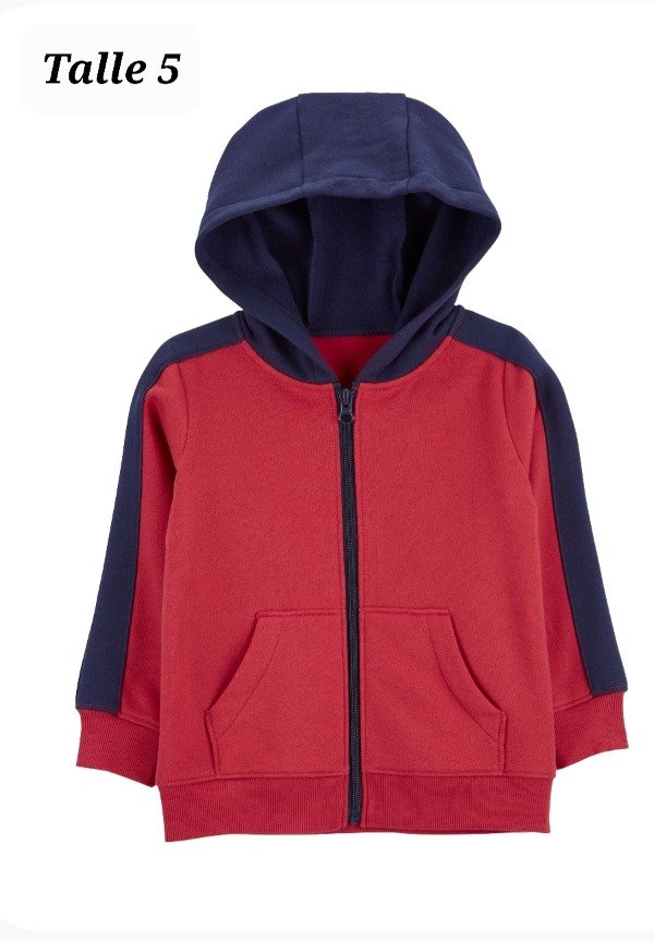 Campera carters con friza talle 5 roja y azul