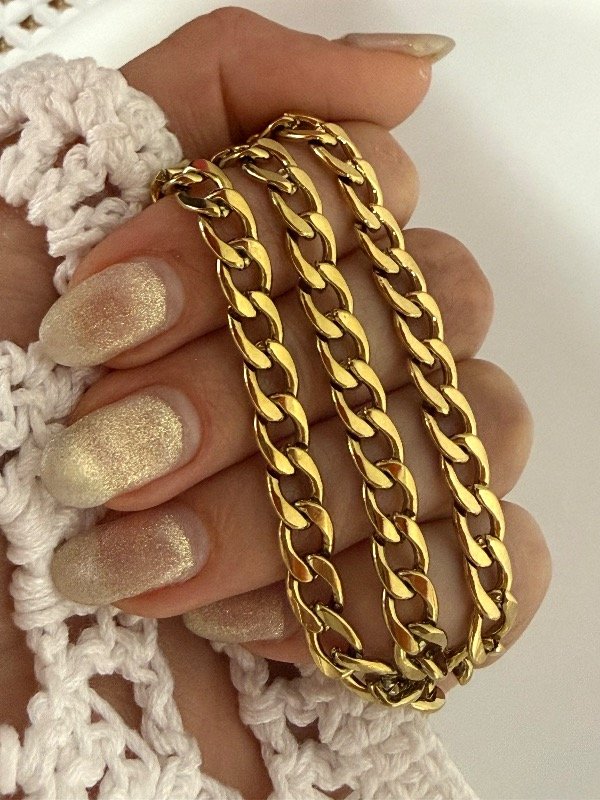 Producto - CD165 Cadena plana grosor 1.6 largo 50 cm acero dorado