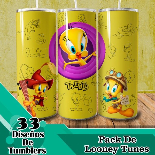 Producto - Diseños Digitales / Plantillas Para Tumblers De Looney Tunes