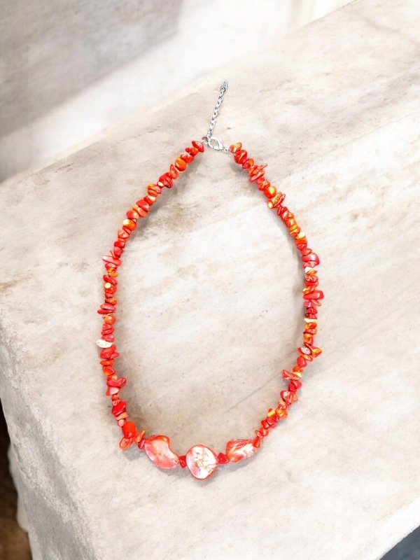 Producto - Collar coral rojo y nácar