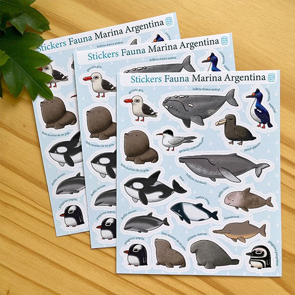 Producto - Stickers plancha - Fauna marina argentina
