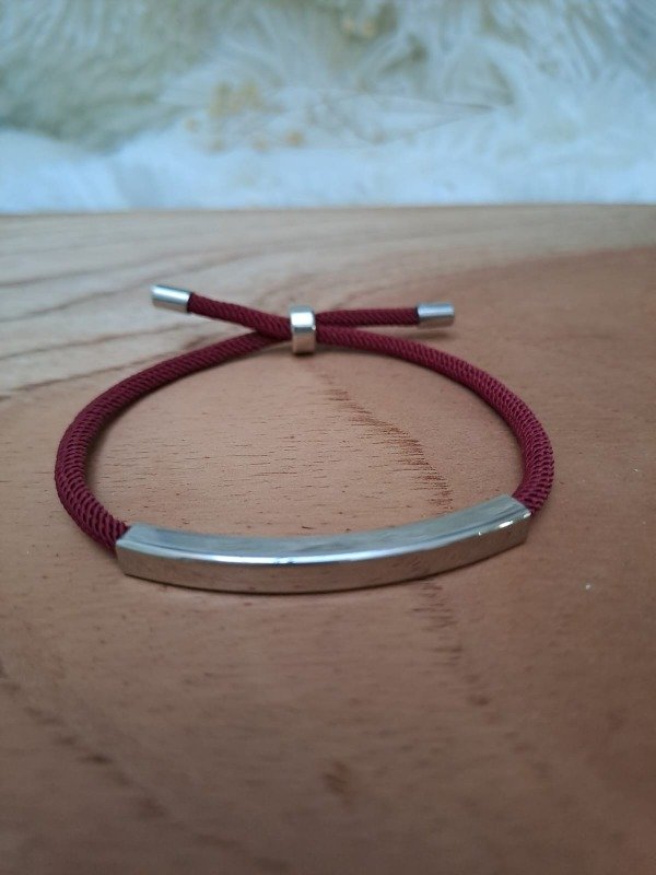 Producto - PH5 Pulsera Cordón Bordo Barra Central regulable