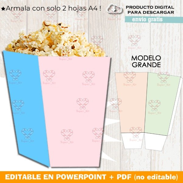 Producto - Plantilla Cajita Pochoclera