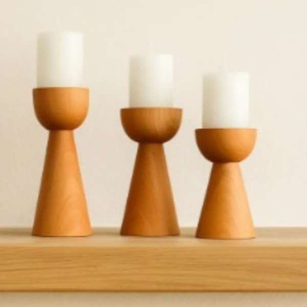 Producto - SET 3 CANDELABROS DE MADERA