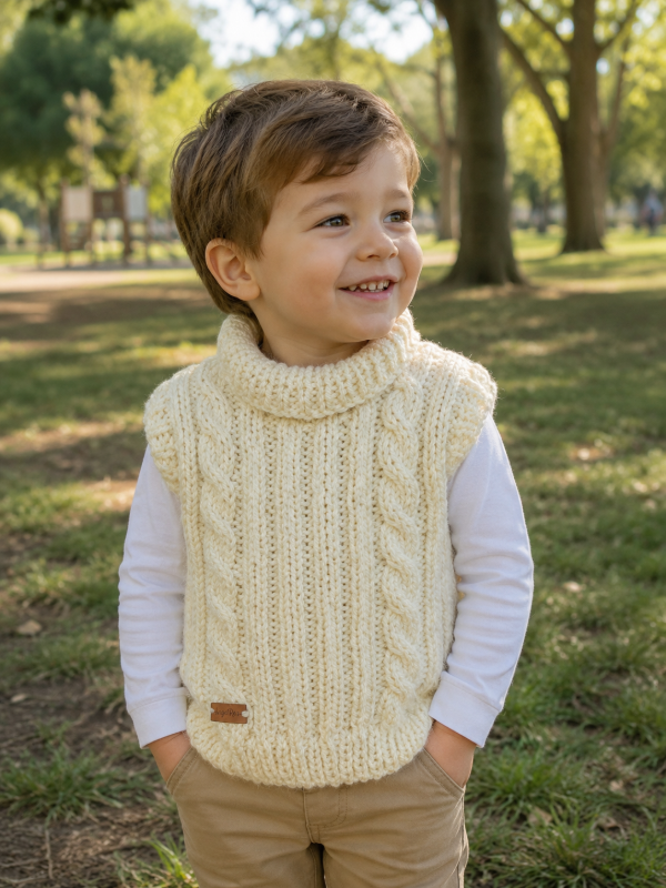 Producto - Chaleco media polera con trenzas 1-2 años