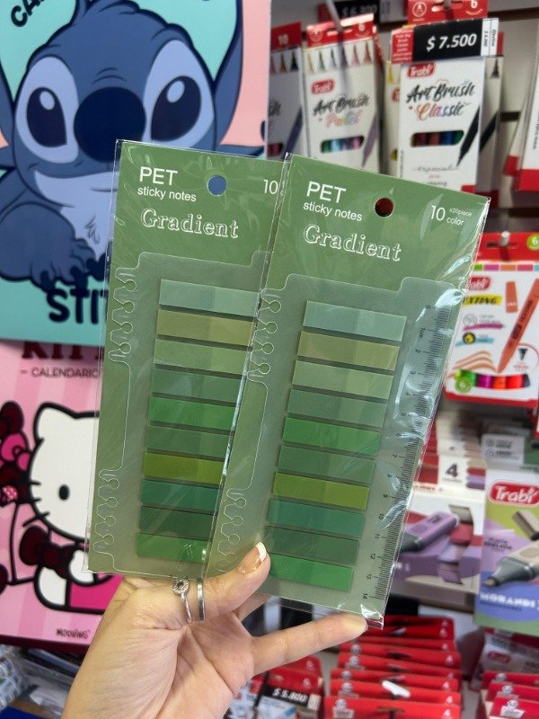 Producto - Post Its "Oliva" con Regla p/Cuaderno 10 tonos