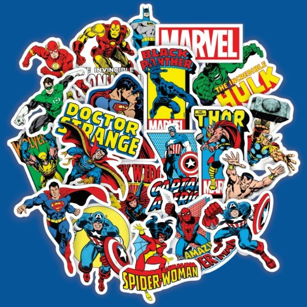 Producto - Pack 20 Stickers Vinilo Uv Premium - Comic Marvel