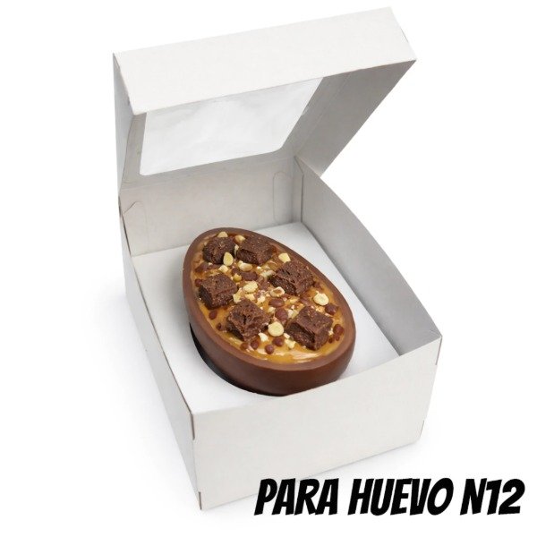 Producto - CAJA PARA MEDIO HUEVO RELLENO CON VISOR BLANCA N12 X1U. CARAMBIA