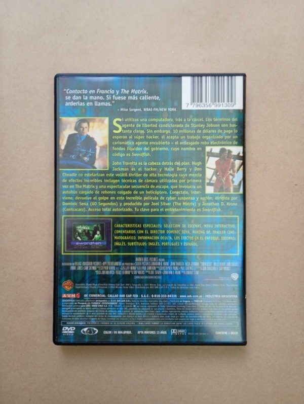 Producto - Swordfish - Sena Travolta Jackman Berry - Warner AVH 2001 - 1