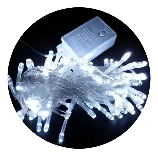 Producto - Luces De Navidad Led Blancas X 100 Programador 8 Funciones BLANCA