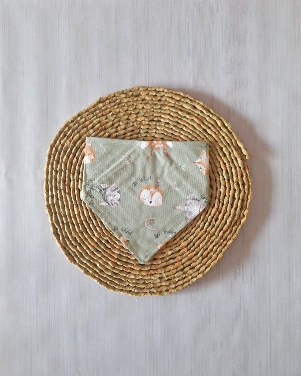 Producto - Babero Bandana c/ Plástico atrás Animalitos Verde