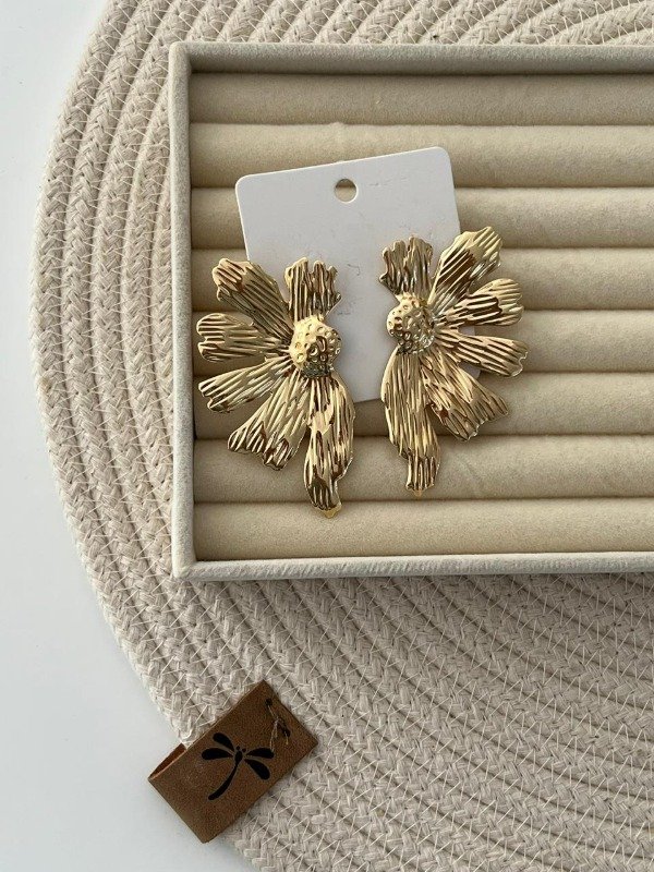 Producto - AROS CHAPONES DE FLOR DORADA