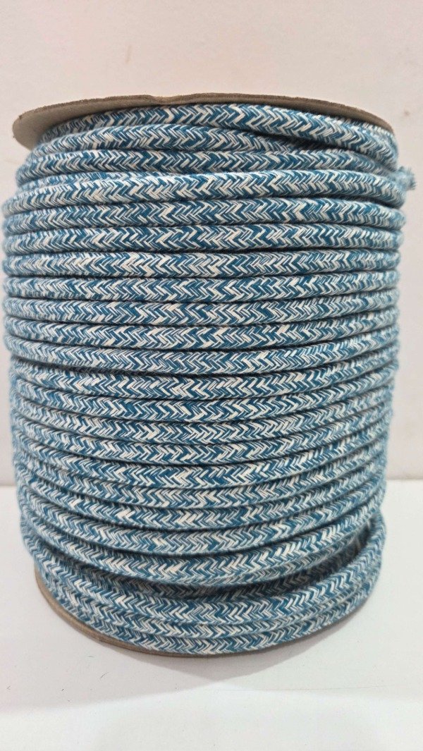 Producto - Cordon de algodón trenzado 7mm jaspeado ULTRAMAR Y CRUDO