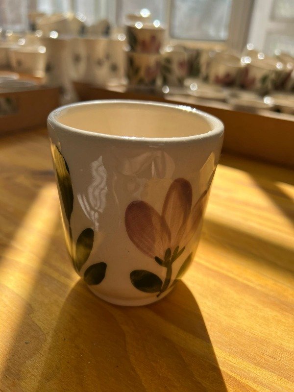 Producto - Pocillo Ceramica Flores violetas