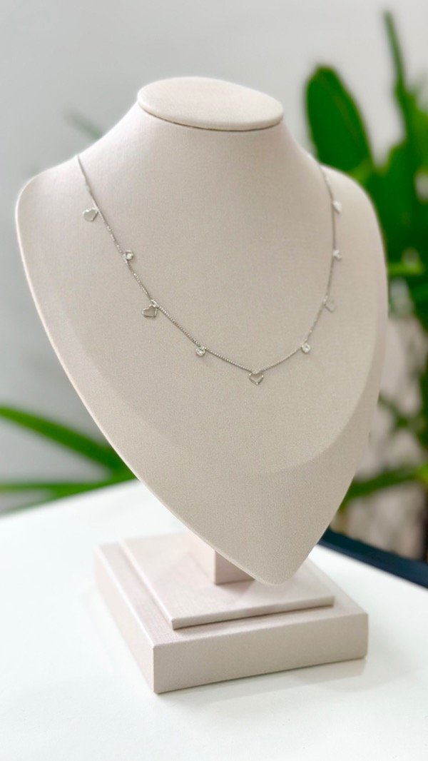 Producto - Choker corazones y puntos de luz laminado en rodio