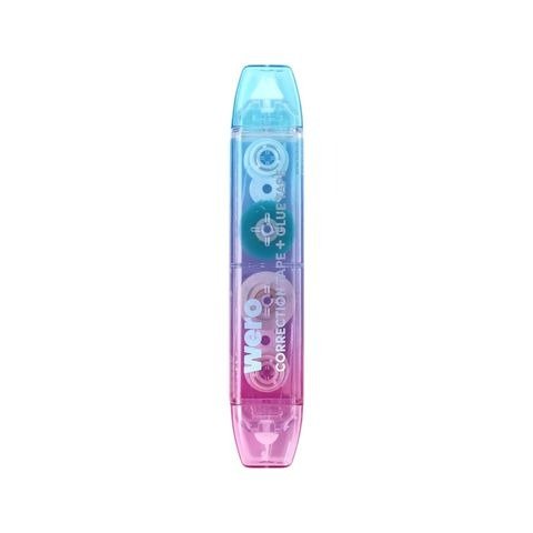Producto - CINTA CORRECTORA Y CINTA PEGAMENTO 2 EN 1 BLISTER X UNIDAD WERO