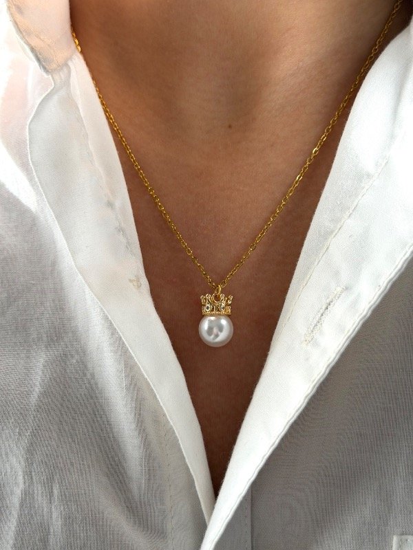 Producto - Collar dorado crown pearl - 0