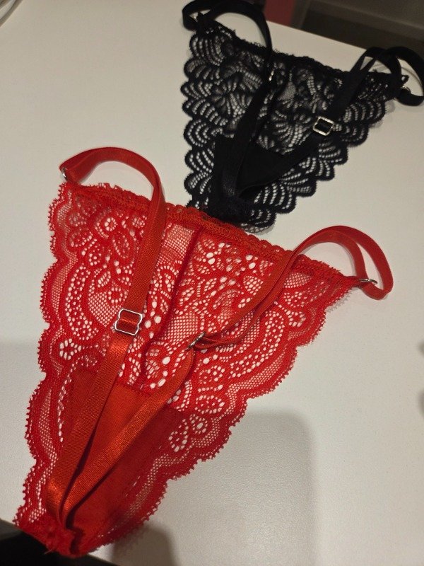Producto - Colaless encaje hilo en V regulable, rojo o negro