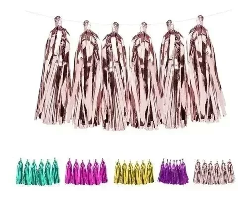 Producto - Borlas de Papel Metalizadas x 8 ROSA GOLD