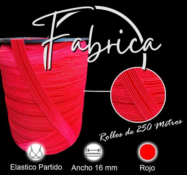 Producto - Envivado o Elástico Partido Rojo 16mm (rollo)