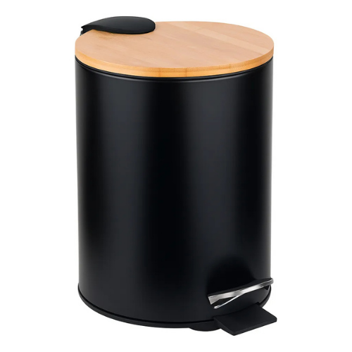 Producto - Cesto de Basura 5L Acero + Tapa de Bambú