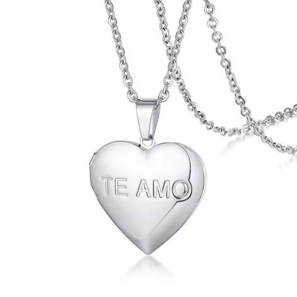 Producto - Relicario Collar Corazón Te Amo - Acero - 0