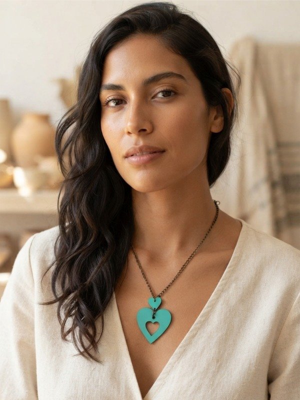 Producto - Collar Corazón / Verde Aqua - 0
