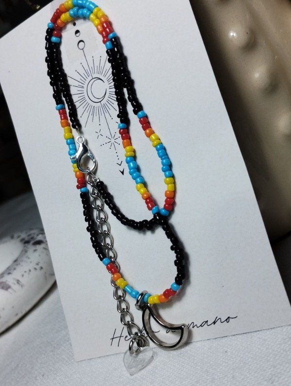 Producto - Collar mostacillas combinadas dije luna